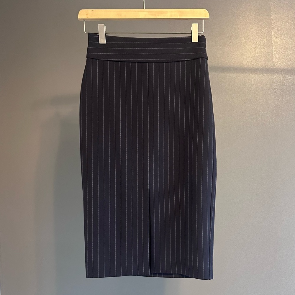 Aritzia Navy Pinstripe Pencil Skirt